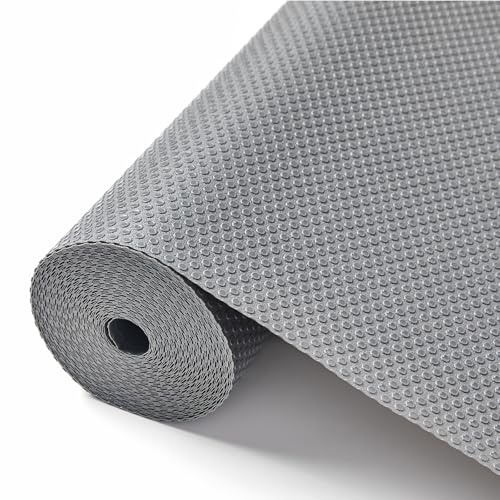 ALIUNI Non Slip Drawer Liners 30 x 300 cm, 100% EVA Non Adhesive Waterproof Oil Resistant Wipeable Shelf Liner for Kitchen Cupboards Fridge Shelves, Cabinet Protector for Bathroom Bedroom, Grey