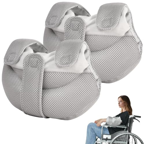 OUWERALL Elbow Cushion Protector, Wheelchair Arm Pads, Desk Chair Covers Combo, Breathable Mesh,100D Memory Foam Dual-Layer Cushion, 2-Piece (Gray)