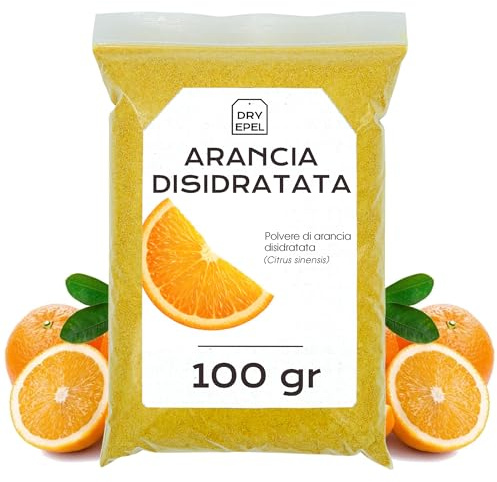 Polvere di Arancia 100 g - Arancia Disidratata - Arancia Essiccata - Ideale per Infusioni, Smoothies e Pasticceria - Senza Zucchero Aggiunto, Senza Conservanti, Senza Glutine