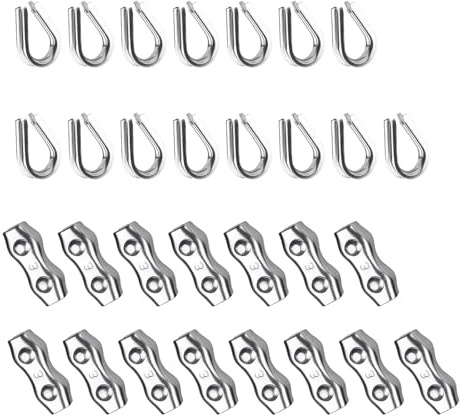 Anhoer 30x Drahtseilklemme Set mit Drahtseilklemmen und Drahtseil Kauschen für Stahlseil Seil Takelage Edelstahl 304 Duplex Klemme Kabelklemmen (15x M3 Seilklemmen+15x M3 Drahtseil Kauschen)