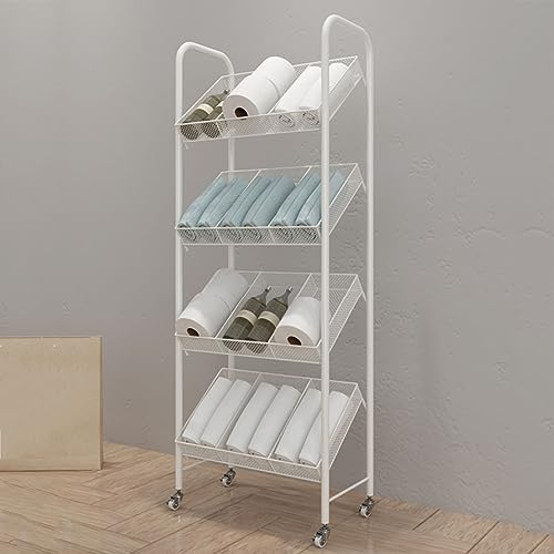 Chariot de rangement en fil métallique avec roulettes, étagère de rangement réglable pour boulangerie, bonbons et paquets alimentaires à un salon, un centre commercial ou un stand de vendeur