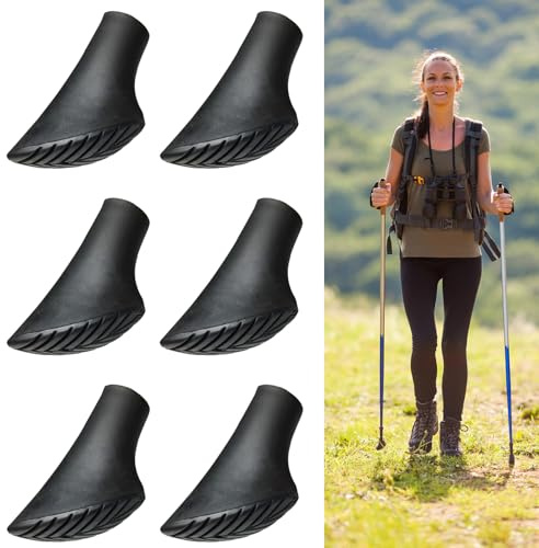Xynovate Nordic Walking Stöcke Gummipuffe, Weiche Dämpfende Gummipuffer für Wanderstöcke Trekkingstöcke Walkingstöcke Asphalt Kies Berge Wandern (Black)