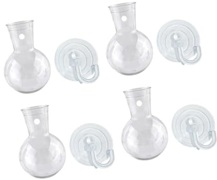 Lot de 2 ou 4 bulbes de propagation de plantes avec crochets à ventouse, vase transparent à suspendre de 6,5 x 10 cm, station de propagation de fenêtre pour jardinage à la maison - 4 pièces
