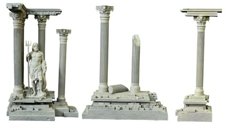 KiBcsLic Mini Roman Column Aquarium Accessories Artificial Roman Ruins Decoration Figure Resin Landscape Elements for Aquarium Design Home Office, Set D