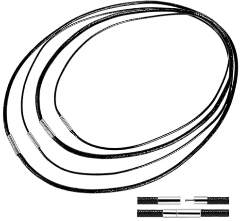 Aphumedc 4 Stück Lederband Halskette Kunstleder Lederband für Ketten mit Verschluss Geflochten Leder Halskette Lederhalsband Männer Frauen 4 Größe für Armbänder Halsketten DIY Handwerk