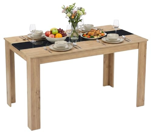 Songvas Esstisch Rectangle 140 cm, Küchentisch, Modern Esszimmertisch, geeignet für Esszimmer, Wohnzimmer, Küche, Holz Esstisch für 4-6 Personen, Eichen-Optik，140x70x75 cm