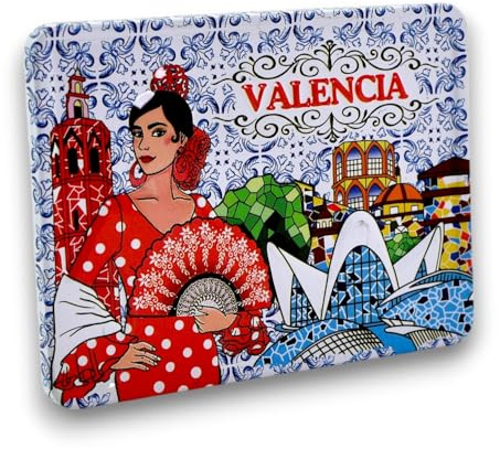 BDM Valencia Kühlschrankmagnet | 3D-Keramikdesign | Stadt der Künste und Wissenschaften und Miguelete | Erinnerung an Spanien - Modell 3
