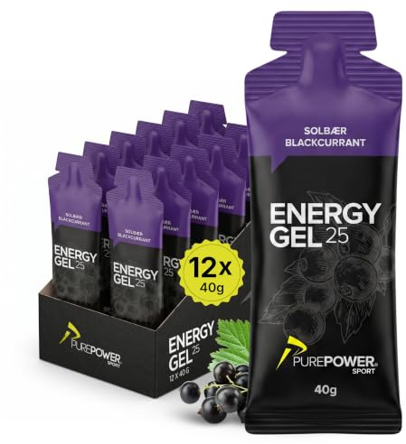 PurePower Energy Gel Grosella negra (12 unidades) – Energía rápida para correr y ciclismo – Consistencia líquida (no requiere agua) – Desarrollado con atletas – 12 x 40 g – Certificado ISO22000