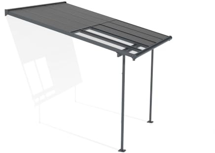 Canopia by Palram Sierra Cabrio Terrassenüberdachung 295x314cm – Grauer Aluminiumrahmen, Verstellbares Schiebe-Dachsystem, Doppelstegplatten in Grau Opal, UV-beständig & Wetterfest
