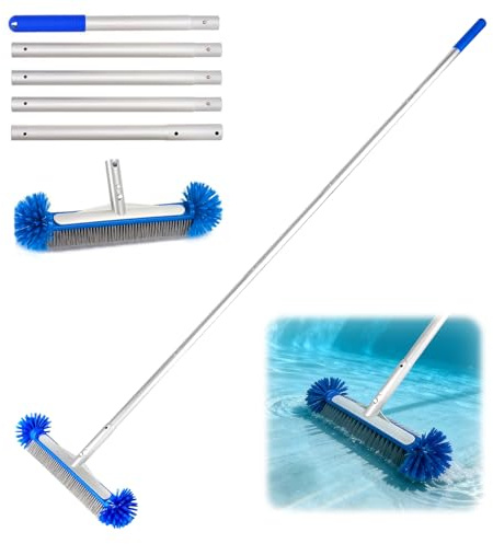 AYrundel Cepillo redondo para piscina, cepillo de limpieza de piscina con barra telescópica, cepillo de piscina con cerdas semiesféricas, juego de cepillos para piscina, limpieza de azulejos