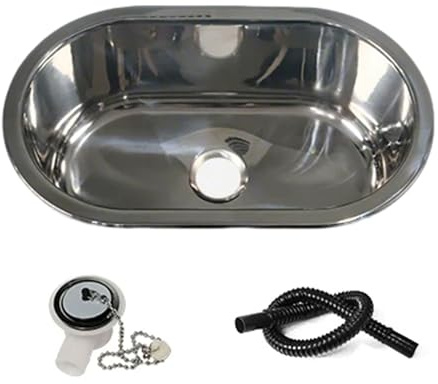 Fregadero Camper Fregadero Cocina 1 Seno Oval Pequeño con Kit de Desagüe para Acero Inoxidable Bar