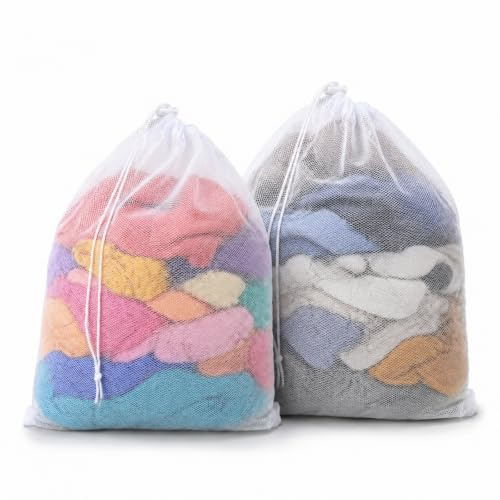 2 Stück Wäschesack 70x90cm Wäschenetz XXL mit Kordelzug Wäschebeutel Groß | für Waschmaschine, Wiederverwendbare, Schützt Kleidung, für Bettwäsche Jacken Schlafsäcke Plüschtiere