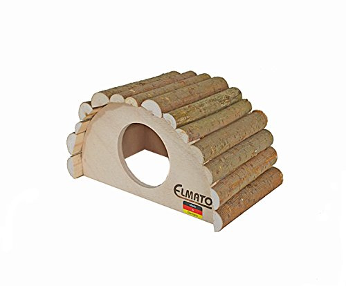 Elmato 10392 Hamsteriglu,Hamsterhaus,Mäusehaus mit Naturstäbe, 20x12x13 cm
