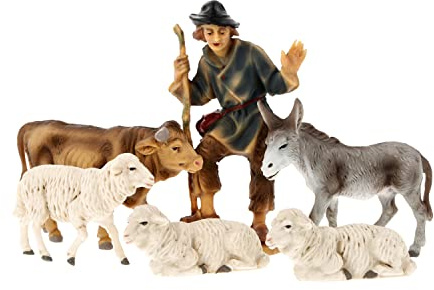 Marolin Tiergruppe mit Schäfer, 6-teiliges Set, zu 12cm Fig. (Kunststoff)