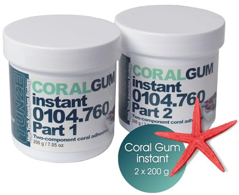 TUNZE Coral Gum instant I 400g I Korallenkitt auf Epoxidbasis I Zweikomponenten-Kitt zum Fixieren von Korallenablegern I robust & langlebig I Aquarien-Klebekitt I geruchsneutral & schnell aushärtend