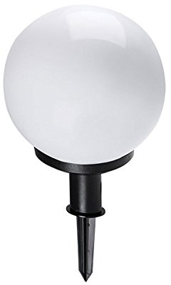 Außenleuchte Kugellampe Gartenleuchte, Outdoorlampe mit Erdspieß, Terrassenleuchte, wetterfest, Kugel, weiß, matt, 1x E27 Fassung, DxH 25x51 cm