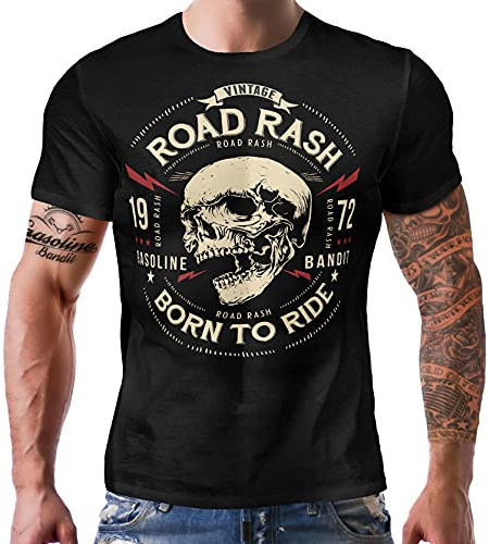 Gasoline Bandit - Maglietta originale da motociclista, con scritta Road Rash - Born to Ride (lingua italiana non garantita)