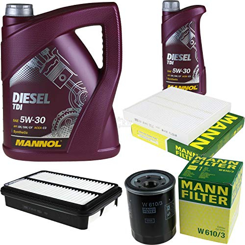 Filter Set Inspektionspaket 6 Liter MANNOL Motoröl Diesel TDI 5W-30 API SN/CF MANN-FILTER Luftfilter Innenraumfilter Ölfilter