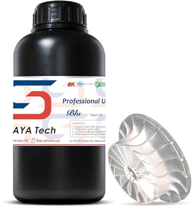 Siraya Tech Blu Tough 3D Drucker Resin (Transparent V2, 1kg) | Sehr zäh und hochauflösend, fest und präzise, schnell härtendes 405-nm-UV-Harz, ideal für 8K-LCD/DLP