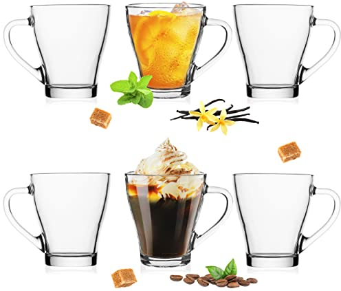Platinux Cappuccino Bicchieri con manico Set 6-Piece 290ml (max. 400ml) Bicchieri di vetro Latte Macchiato Tea