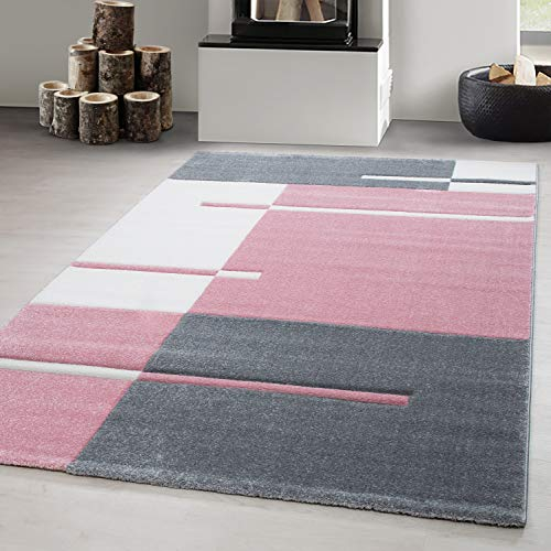Carpetsale24 Tappeto per Soggiorno 120 x 170 cm Rosa- Design Moderno Tappeto Rettangolare a Pelo Corto per Cucina, Sala da Pranzo e Camera da Letto, Morbido e Facile da Pulire