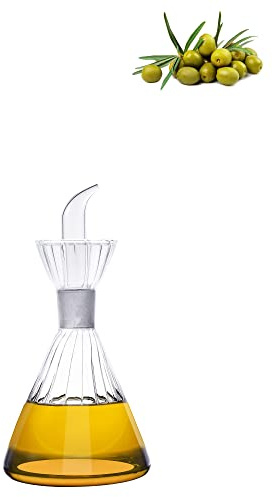 HAIZEEN 4 oz/125 ml Clear Glass Olive Oil Dispenser Bottle - Oil & Vinegar Cruet with Pourers and NO Funnel Needed - Olive Oil Carafe Decanter for Kitchen and BBQ Olive Oil Dispenser Bottle