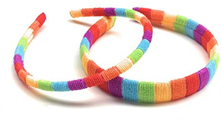 Caprilite 2 Stück Mädchen Regenbogen Bunt Streifen Stirnband Haarband Party Geschenk Kostüm Verkleidung Party Haarschmuck