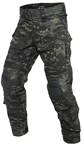 YEVHEV Taktisch Hosen Herren G3 US-Militär Camouflage Ripstop mit Knieschoner für Outdoor-Aktivitäten （Ohne Gürtel）