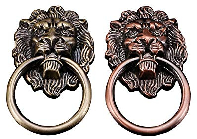 LLDDSS Türklopfer 1 stück Antique Kleine chinesische Türgriff Löwen Türklopfer Hohe Qualität Zinklegierung Kabinett Schublade Knopf Ring Ziehen Möbel Hardware (Color : S Red Bronze)
