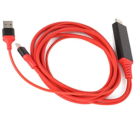 Cable USB C a HDMI, 6 pies 3840 x 2160 30Hz, 4K x 2K, Tipo C a HDMI Cable USB 3.1 Cable de Carga de teléfono a TV(Rojo)