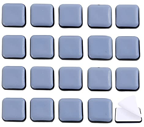 SyiXute 20 Stück Möbelgleiter,PTFE Teflon Quadrat Selbstklebende Möbelschieber,25 x 25 mm Möbel Bewegen Pads für Bewegen Schwerer Möbel