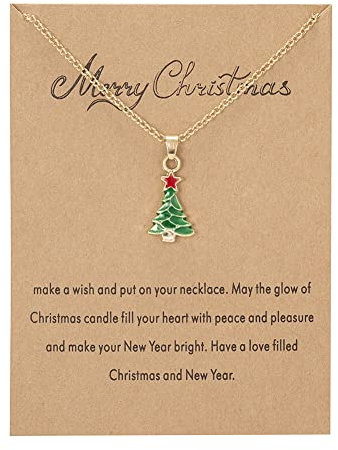 ShiQiao Spl Christmas Tree Necklace for Women Girls Christmas Gifts for Freinds Xmas Tree Pendant Necklace With Greeting Card