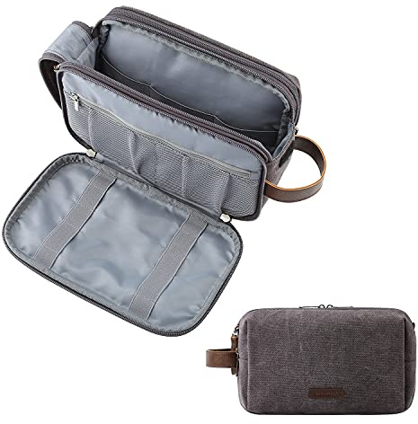 BAGSMART Kulturtasche für Herren, Dopp Kit Travel Toiletry Organizer | Wasserabweisende Rasiertasche für Toilettenartikel Zubehör (Large Dunkelgrau)