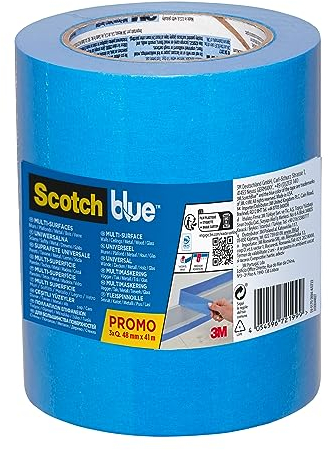 ScotchBlue Nastro di Mascheratura Multi-superficie, 48 mm x 41 m, 3 Rotoli/Confezione, Nastro Adesivo Multiuso Scotch per Lavori di Pittura e Decorazione, 70% PEFC