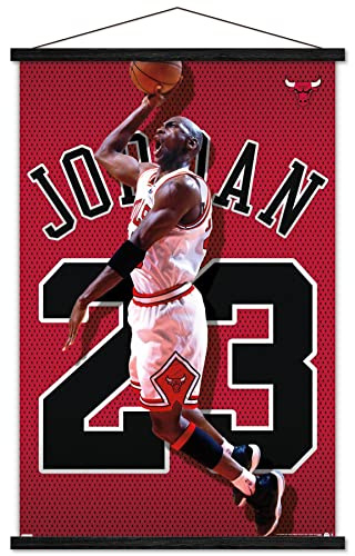 Trends International Michael Jordan - Jersey Wall Poster, 22.375 x 34, Print and Black Hanger Bundle