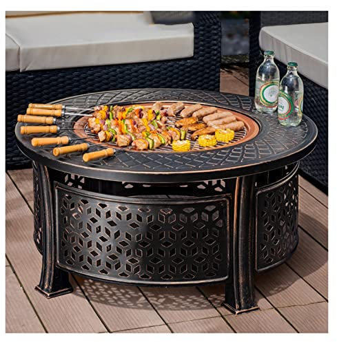 AMOCHO Focolare all'aperto da 32 Pollici Falò a Legna,for Patio e Cortile,Forni for Barbecue,tavoli for Barbecue Interni e fornelli da Giardino,Tavolo Rotondo da Giardino,Falò da Campeggio