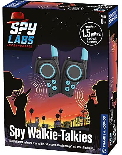 Spy Labs Inc: Spy Walkie-Talkies by Thames & Kosmos | 2 Hand-held, 2-way Transceivers & Flashlight | 3 Channels, 1.5 Mile Range | Essential Tool from The Detective Gear Experts for Young Investigators