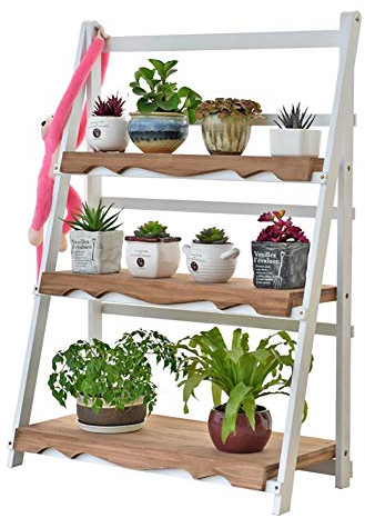 FLBT Pflanzenständer Blumentopfhalter Floding Pflanzenständer Blumentopfregal Bodenregal 3-lagige Pflanzenregale Blumen Hocker Tisch Outdoor Indoor Wohnzimmer Balkon Blumenständer (Color : B)