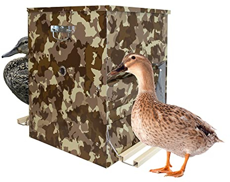 Futterautomat für Hühner und anderes Geflügel - Futterautomat gegen Nagetiere und Vögel - Hohe Kapazität (50 kg) - 1 Pedal auf jeder Seite - Camouflage-Farbe