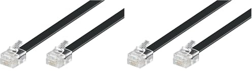 goobay 50322 Cavo di connettore modulare da 6 metri, nero - spina RJ12 (6P6C) a spina RJ12 (6P6C) (Confezione da 2)