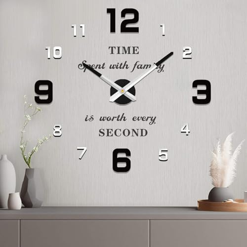 Vangold Moderne Mute DIY große Wanduhr 3D Aufkleber Big Wanduhren für Home Office Decor Geschenk