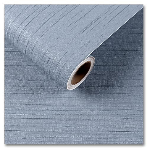 CRE8TIVE Blau Leinen Tapete Folie für Möbel 30cm x 900cm Graublau Selbstklebende Tapete Klebefolie Küche Strukturtapete Badezimmer Wasserfest Folie Schlafzimmer Schrankfolie Arbeitsplatte