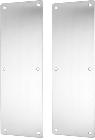 2 Stück Türtrittplatte Trittplatten, Edelstahl Trittplatte Türschutz, Türtrittplatten für jede Schwingtür, Silber, mit Löchern
