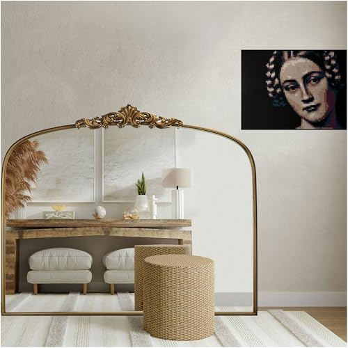 Wemily Vintage Gold Ornate Baroque Mirror - 36X30 Arched Antique Brass Mirror with Full Metal Frame - Ideal for Entryway, Fireplace, Living Room, Hallway or Wall Decor (Upgrade Tempered Glass)