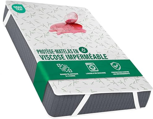 Protege-Matelas Impermeable Viscose avec Sangles Elastiques, 140x190 cm