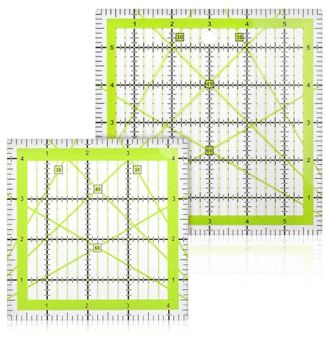 GLADFRESIT Quilters Ruler,2PCS Squares Quilting Rulers Stencils Template Acrylic Set for Sewing Quilter Precision Cutting Patchwork