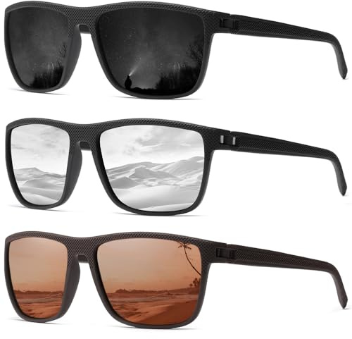 SPEEDHYUN Classic Herren Polarisierte Sonnenbrille Quadratisch Leichte Sonnenbrille UV-Schutz Sport Fahrradbrille A755 (C04)