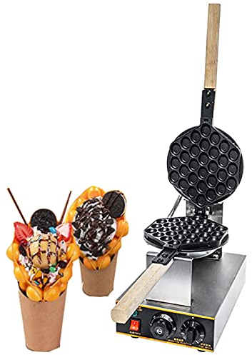 Waffle Maker - 1400W Single Head Round Waffle Maker Nonstick Electric Rotating Egg Waffle Maker Machine for Commerical Use
