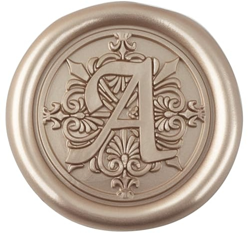 50 Stück Champagner Gold Selbstklebende Wachssiegel | 32mm selbstklebende Siegelsticker für Hochzeitseinladungen, Weihnachten, Geschenkverpackung, Briefumschläge & Partys - Zifospy (Buchstabe A）