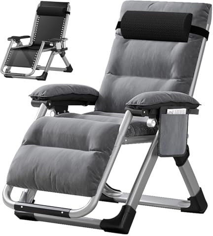 SUNYRISY Sonnenliege Liegestuhl Klappbar, 200KG Belastbar Zero Gravity Chair mit Kissen Unterstützung Getränkehalter, Extra Breit Verstellbare Gartenliege für Patio Garten Strand Pool